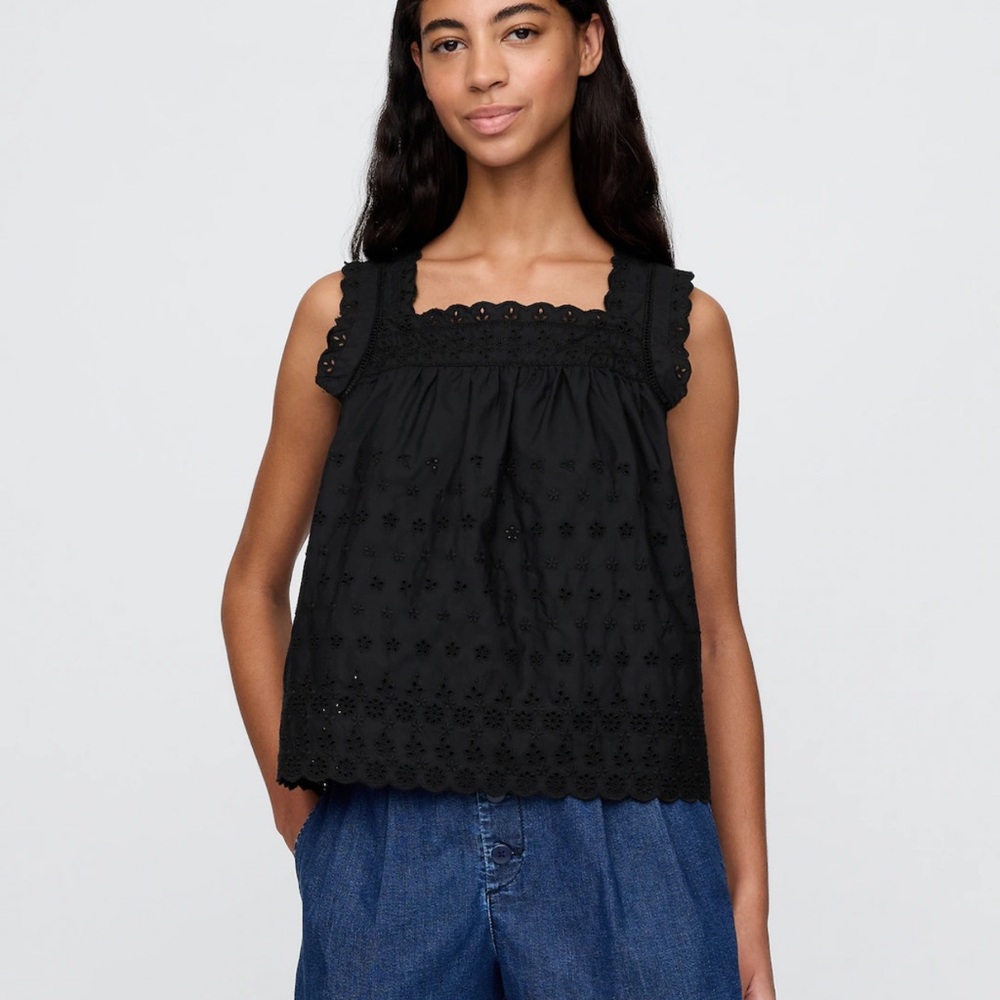 Black Eyelet Lace Women's Top - Gap x Doen collab